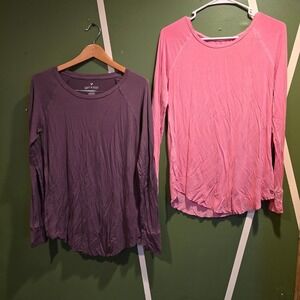Bundle (2) AE American Eagle Soft & Sexy Jegging Tunic Raglan Purple/Pink Size S